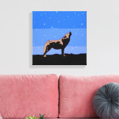 Howling Wolf im Winter - Original Wildlife Art Leinwanddruck (Insitu (Wohnzimmer))