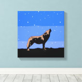 Howling Wolf im Winter - Original Wildlife Art Leinwanddruck (Insitu (Holzboden))