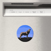 Howling Wolf im Winter - Original Wildlife Art Magnet (In Situ (Geschirrspüler))