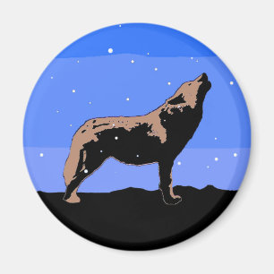 Howling Wolf im Winter - Original Wildlife Art Magnet