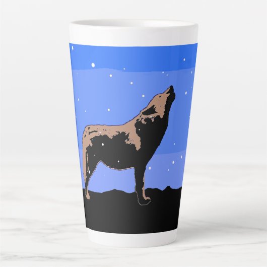 Howling Wolf im Winter - Original Wildlife Art Milchtasse (Vorderseite)