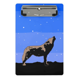 Howling Wolf im Winter - Original Wildlife Art Mini Klemmbrett