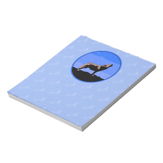 Howling Wolf im Winter - Original Wildlife Art Notizblock (Rotiert)