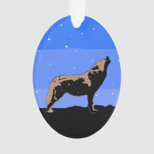 Howling Wolf im Winter - Original Wildlife Art Ornament