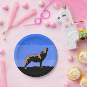 Howling Wolf im Winter - Original Wildlife Art Pappteller (Party)