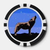 Howling Wolf im Winter - Original Wildlife Art Pokerchips (Vorderseite)