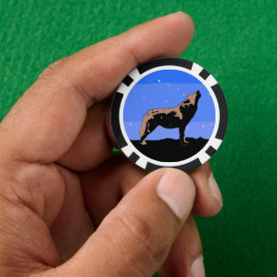 Howling Wolf im Winter - Original Wildlife Art Pokerchips