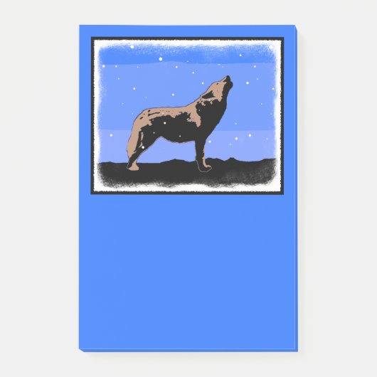 Howling Wolf im Winter - Original Wildlife Art Post-it Klebezettel (Vorderseite)