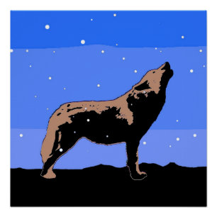 Howling Wolf im Winter - Original Wildlife Art Poster