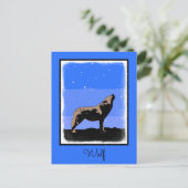 Howling Wolf im Winter - Original Wildlife Art Postkarte (Stehend Vorderseite)