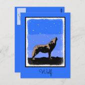 Howling Wolf im Winter - Original Wildlife Art Postkarte (Vorne/Hinten)