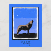 Howling Wolf im Winter - Original Wildlife Art Postkarte (Vorderseite)