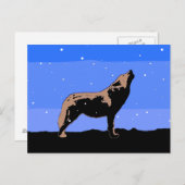 Howling Wolf im Winter - Original Wildlife Art Postkarte (Vorne/Hinten)