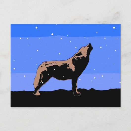 Howling Wolf im Winter - Original Wildlife Art Postkarte (Vorderseite)