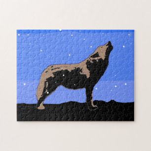Howling Wolf im Winter - Original Wildlife Art Puzzle