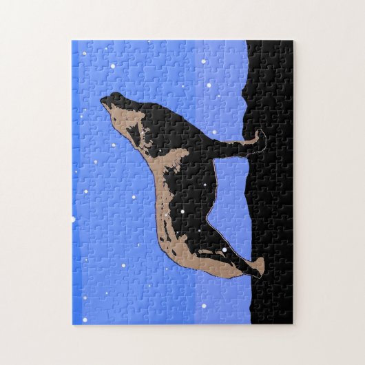 Howling Wolf im Winter - Original Wildlife Art Puzzle (Vertikal)