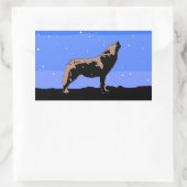 Howling Wolf im Winter - Original Wildlife Art Rechteckiger Aufkleber (Tasche)