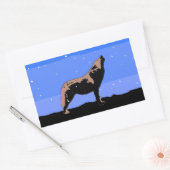 Howling Wolf im Winter - Original Wildlife Art Rechteckiger Aufkleber (Umschlag)