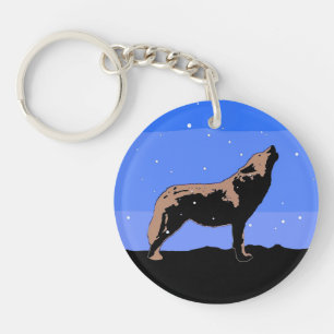 Howling Wolf im Winter - Original Wildlife Art Schlüsselanhänger