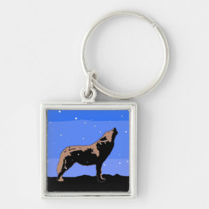 Howling Wolf im Winter - Original Wildlife Art Schlüsselanhänger