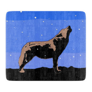 Howling Wolf im Winter - Original Wildlife Art Schneidebrett
