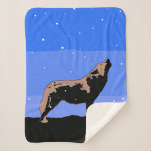 Howling Wolf im Winter - Original Wildlife Art Sherpadecke