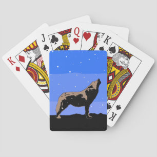 Howling Wolf im Winter - Original Wildlife Art Spielkarten