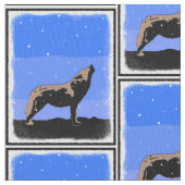 Howling Wolf im Winter - Original Wildlife Art Stoff (Nahaufnahme)