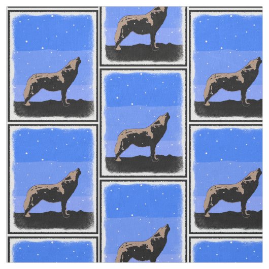 Howling Wolf im Winter - Original Wildlife Art Stoff (Muster)