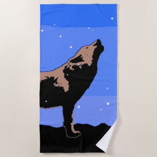 Howling Wolf im Winter - Original Wildlife Art Strandtuch