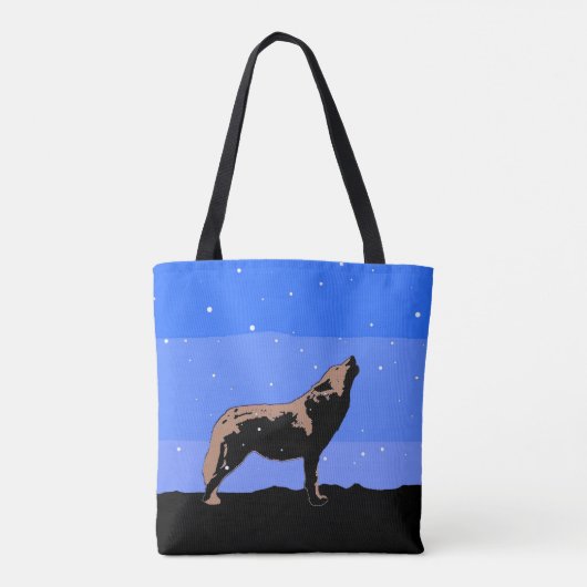 Howling Wolf im Winter - Original Wildlife Art Tasche (Rückseite)