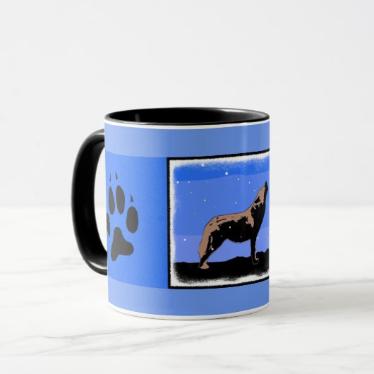 Howling Wolf im Winter - Original Wildlife Art Tasse (Vorderseite Links)