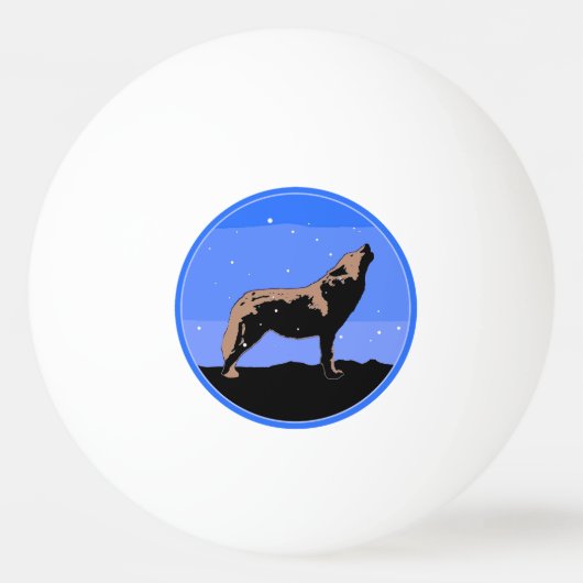 Howling Wolf im Winter - Original Wildlife Art Tischtennisball (Vorderseite)