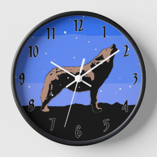Howling Wolf im Winter - Original Wildlife Art Uhr