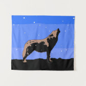 Howling Wolf im Winter - Original Wildlife Art Wandteppich (Vorderseite (Horizontal))