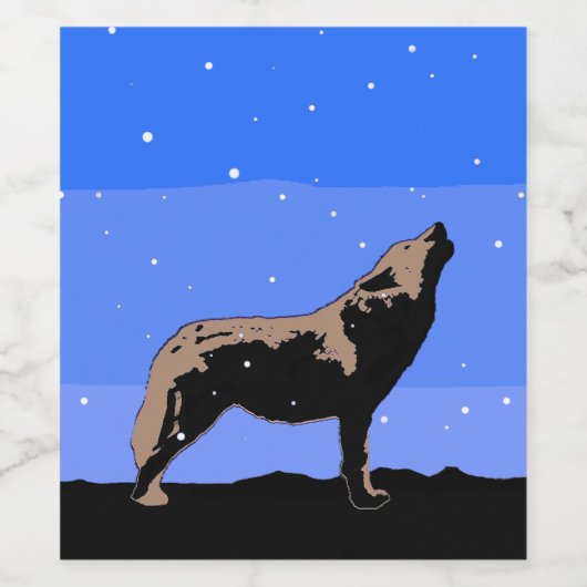 Howling Wolf im Winter - Original Wildlife Art Weinetikett (Einzelnes Label)
