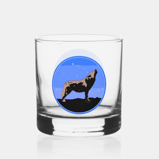 Howling Wolf im Winter - Original Wildlife Art Whiskyglas (Vorderseite)