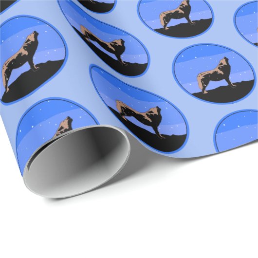 Howling Wolf im Winter - Original Wildlife Art Win Geschenkpapier (Rolleneckpunkt)