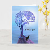 Howling Wolf in Blue Card Karte (Gelbe Blume)