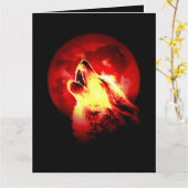 Howling Wolf in der roten Nacht Karte (Gelbe Blume)