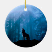 Howling Wolf in der Wildnis Keramik Ornament (Hinten)