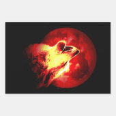 Howling Wolf in Red Night Matte Geschenkpapier Set (Vorderseite 2)
