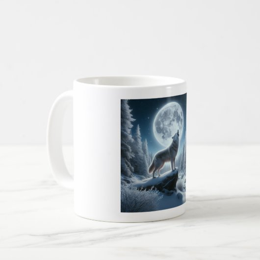 Howling Wolf In Winter Kaffeetasse (Vorderseite Links)