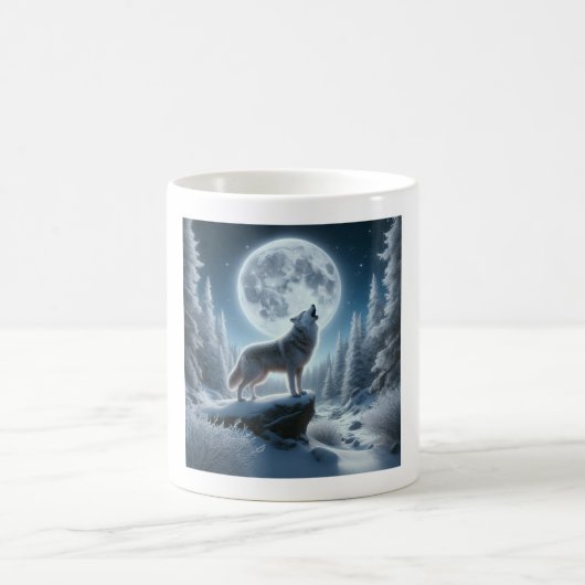 Howling Wolf In Winter Kaffeetasse (Mittel)