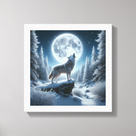 Howling Wolf In Winter Leinwanddruck