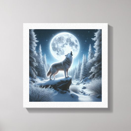 Howling Wolf In Winter Leinwanddruck (Vorderseite)