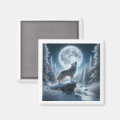 Howling Wolf In Winter Magnet (Vorderseite/Rückseite)
