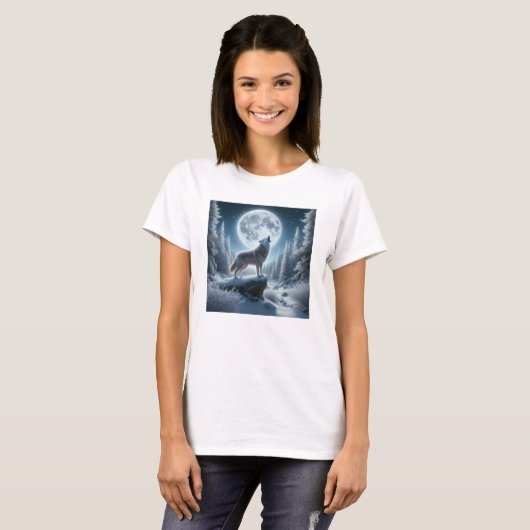 Howling Wolf In Winter T-Shirt (Vorne ganz)