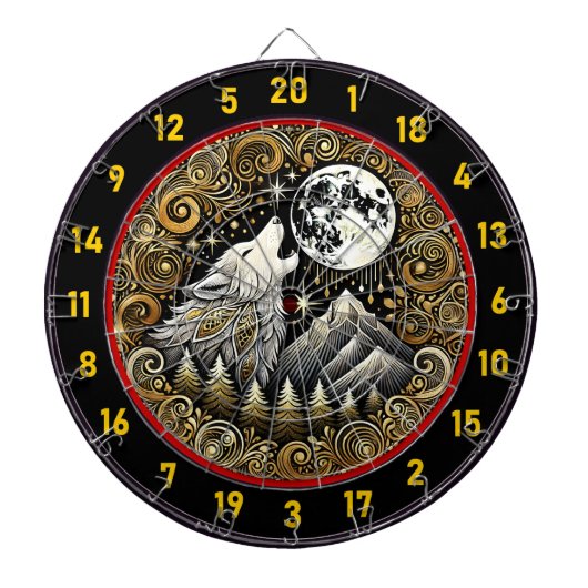 Howling Wolf Inspiriere Stärke und Widerstandskraf Dartscheibe (vorne)