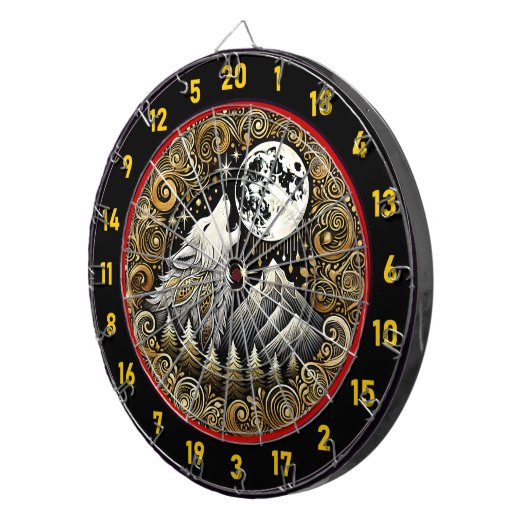 Howling Wolf Inspiriere Stärke und Widerstandskraf Dartscheibe (Vorderseite rechts)